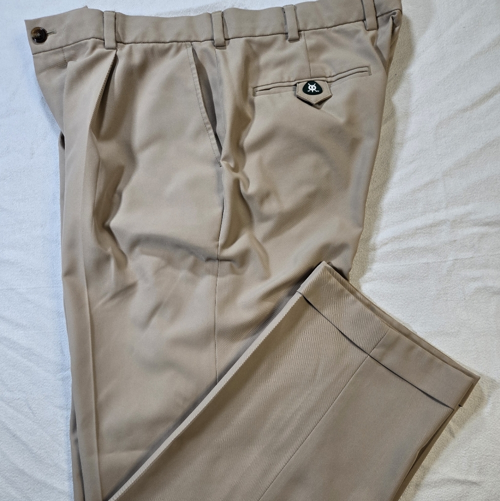 Brooks Brothers St Andrews Links Golf Pants Mens 36x30 Beige Pleated Polyester